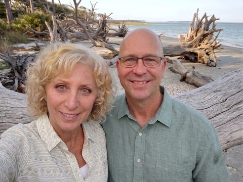 Brent and Christine Kelly, your hosts, at Driftwood Beach